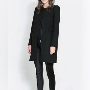 Zara padded shoulder black coat